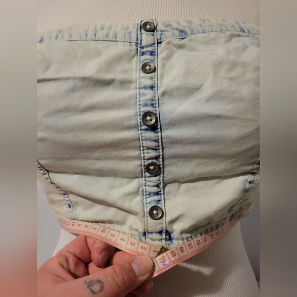 GARAGE FADED DENIM CROP TUBE TOP - Picture 8 of 11
